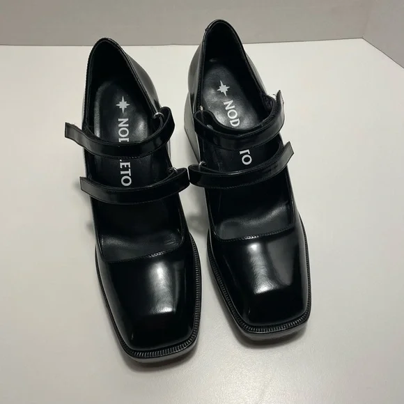 NODALETO Bulla Babies Mary Jane Platform Heels | Black Gloss Leather | EU 38 - Picture 8 of 11